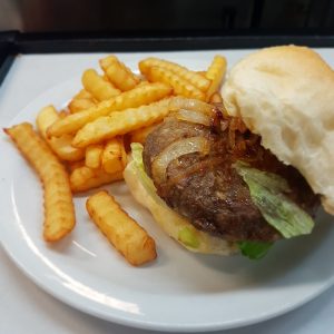 Hamburger & Bowl of Chips